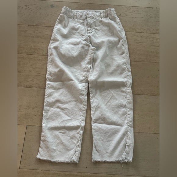 FRANK & EILEEN Kinsale The Italian Crop Pants in White Size 6 linen blend - Picture 5 of 9